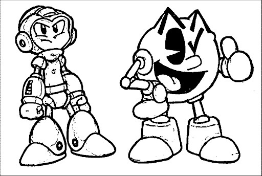Pacman y Megaman para colorir