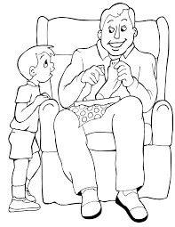 Padre Sentado y Hijo para colorir