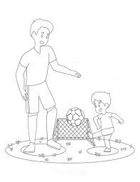 Dibujos de Padre e Hijo Jugar al Fútbol para colorear