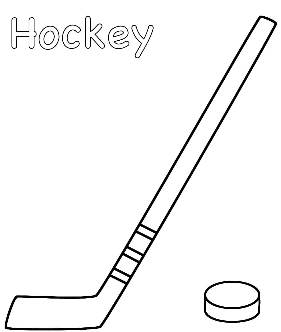 Dibujos de Palo de Hockey con Puck para colorear