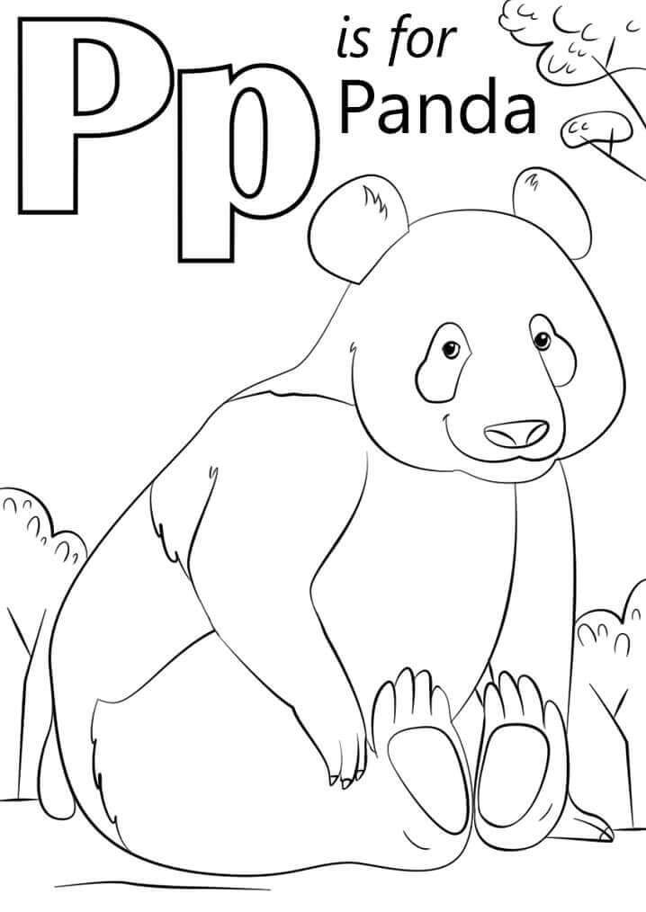 Dibujos de Panda Letra P para colorear