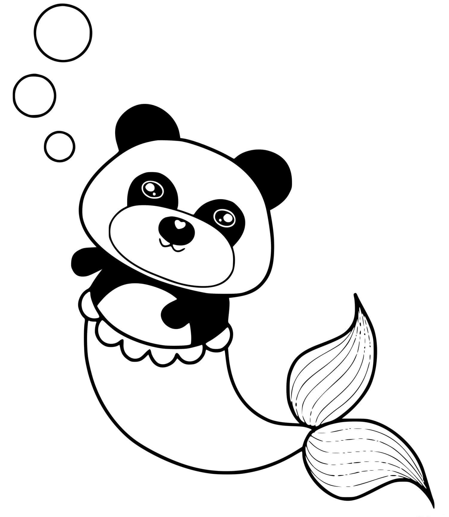 Dibujos de Panda Sirena para colorear