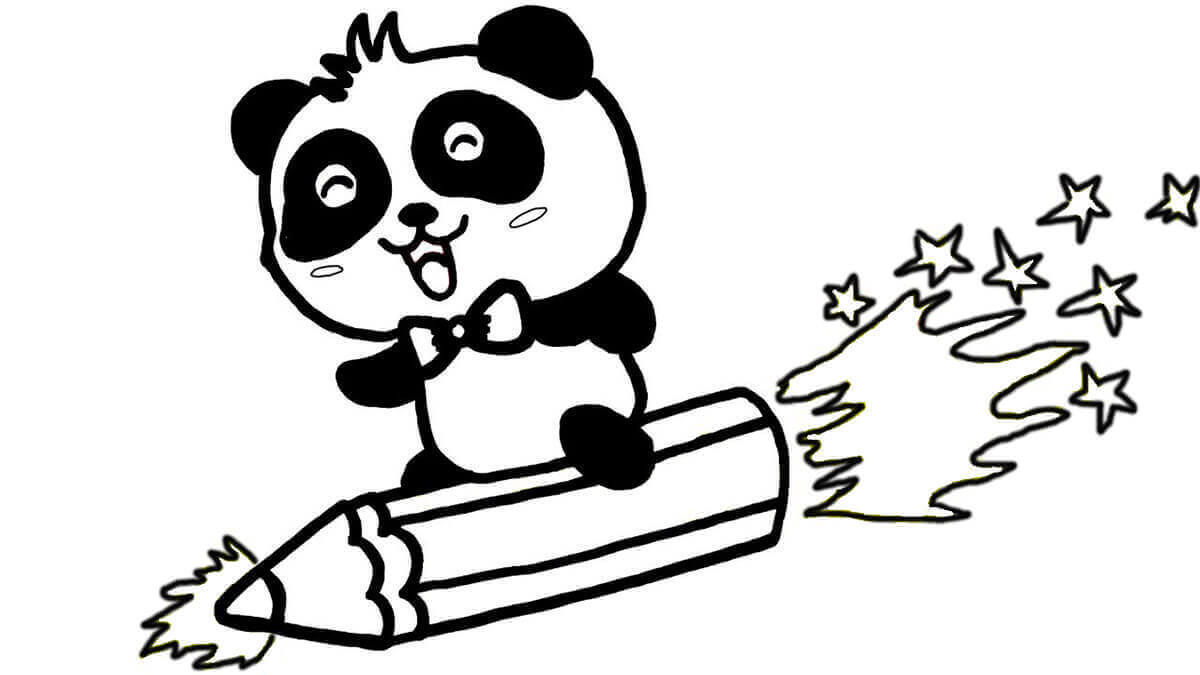 Panda con lápiz Cohete para colorir