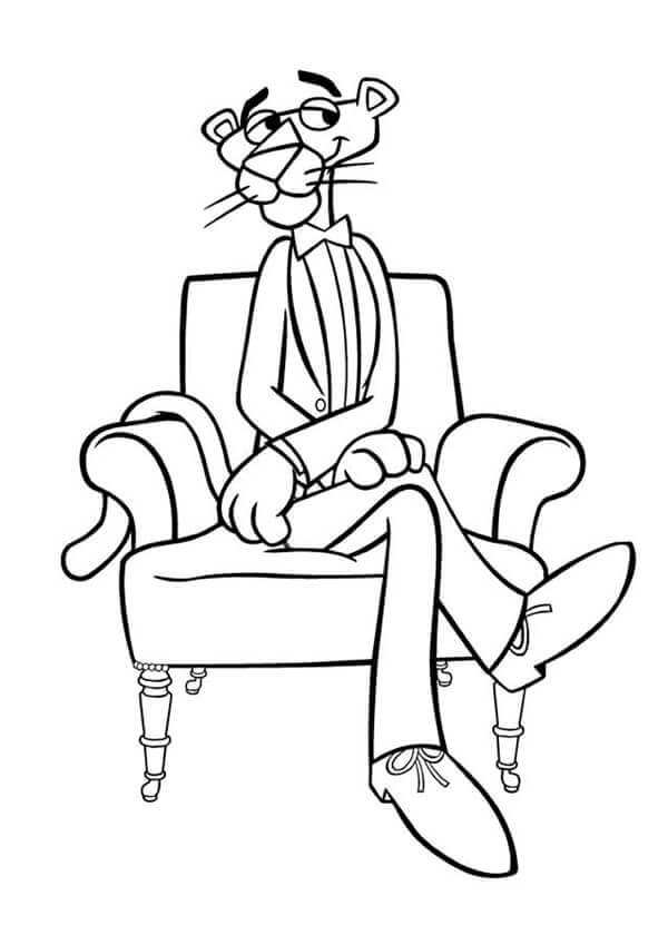 Dibujos de Pantera Rosa, Sentado para colorear