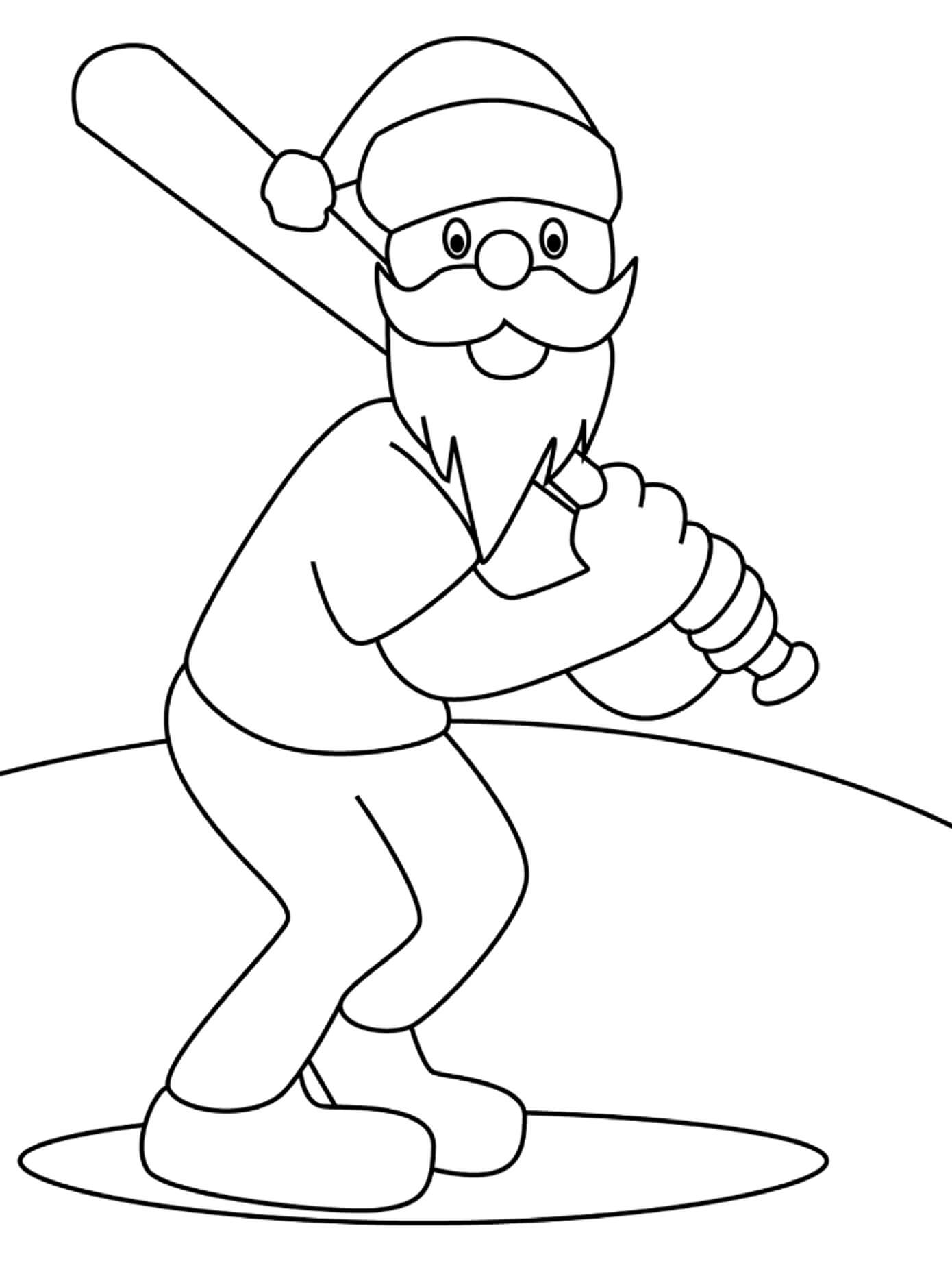 Dibujos de Papá Noel Jugando Béisbol para colorear