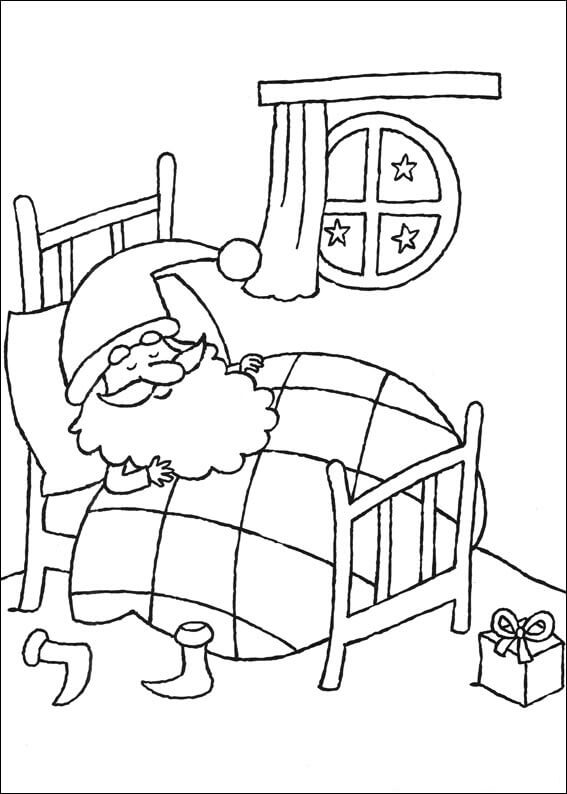 Dibujos de Papá Noel Durmiendo para colorear