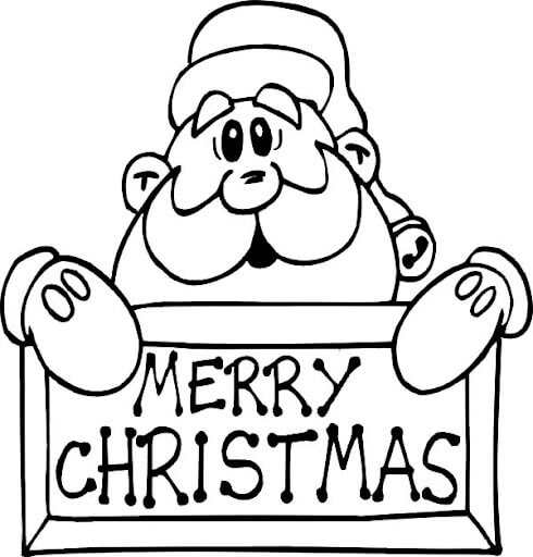 Dibujos de Papá Noel con Banner Feliz Navidad para colorear