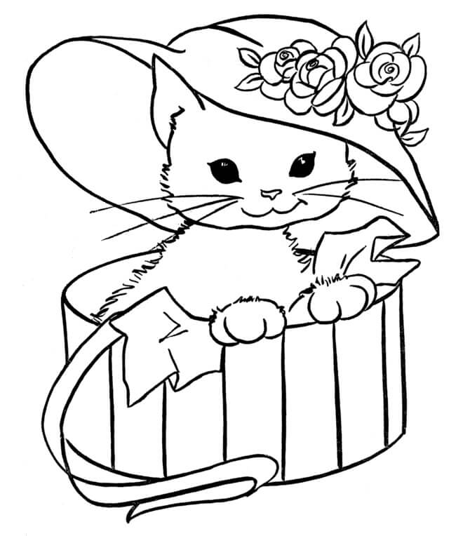 Dibujos de Para Niñas Gatos Gatito para colorear
