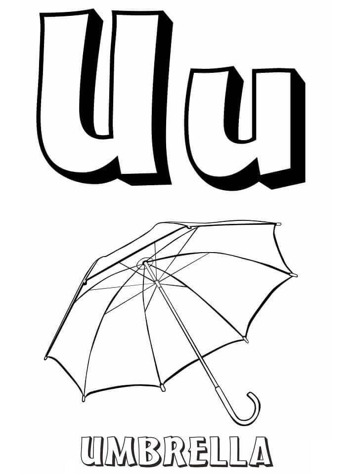 Paraguas Letra U para colorir