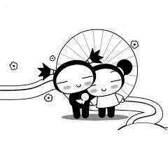 Pareja Pucca y Garu para colorir