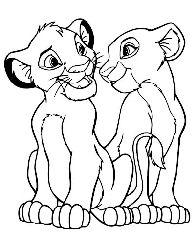 Dibujos de Pareja Simba y Novia para colorear
