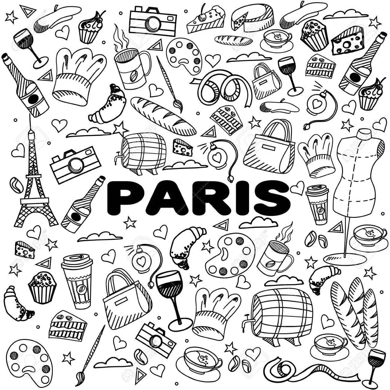 Dibujos de París de Dibujos Animados para colorear
