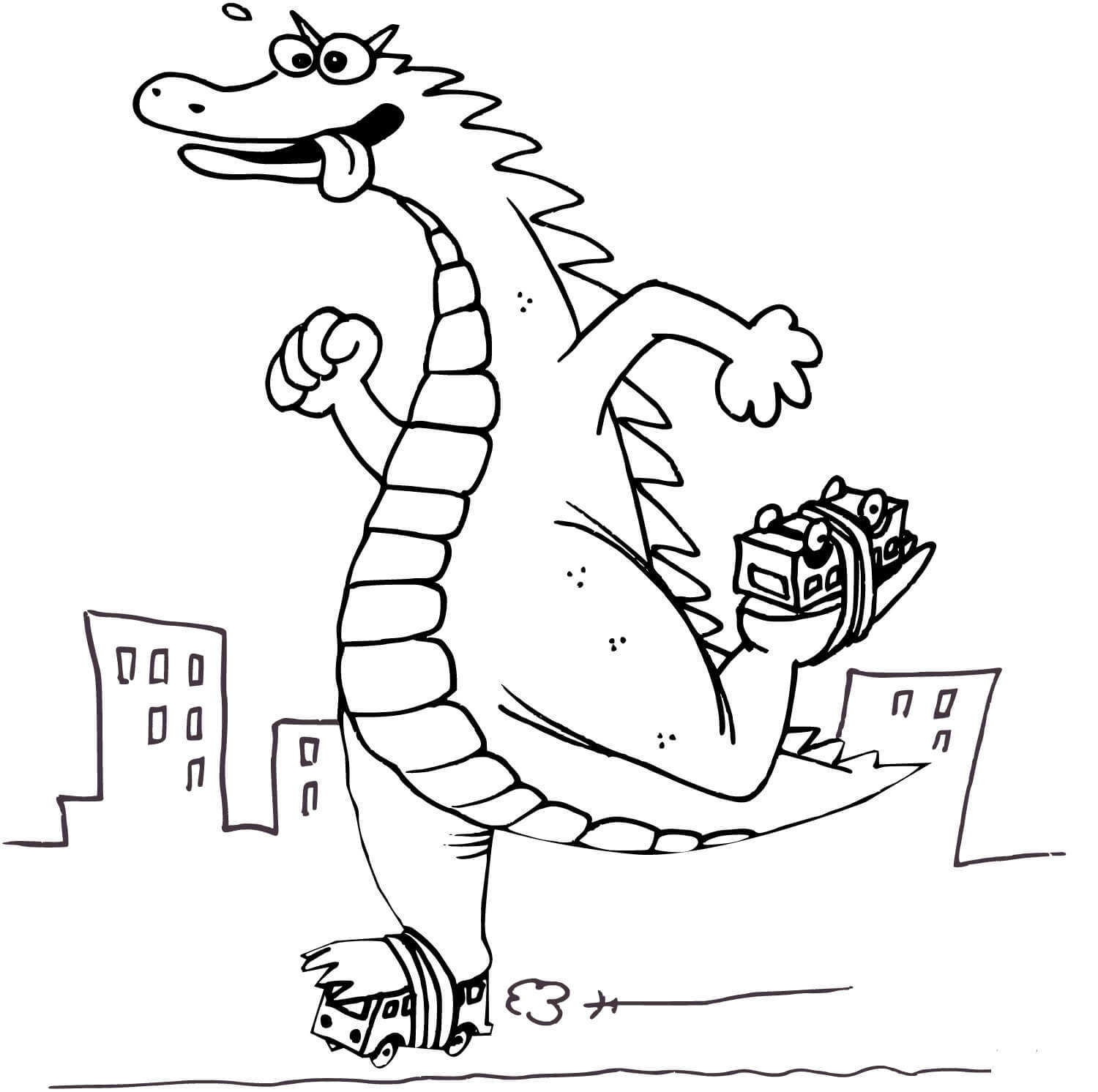 Dibujos de Patinaje Sobre Ruedas Godzilla para colorear