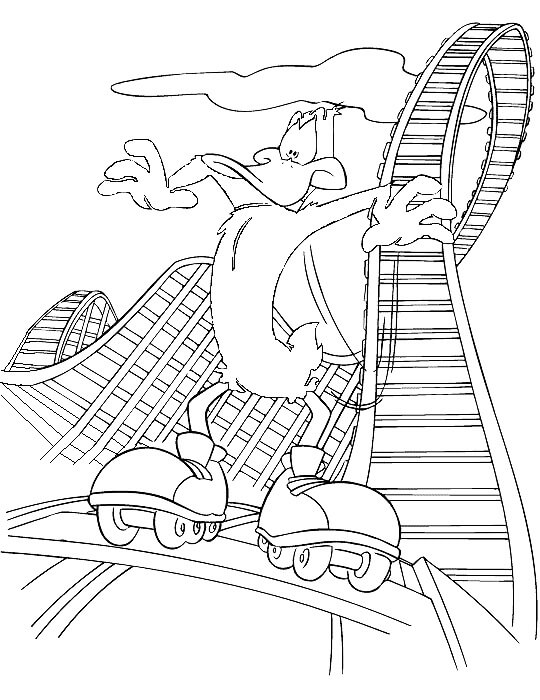 Dibujos de Patinaje Sobre Ruedas del pato Lucas para colorear