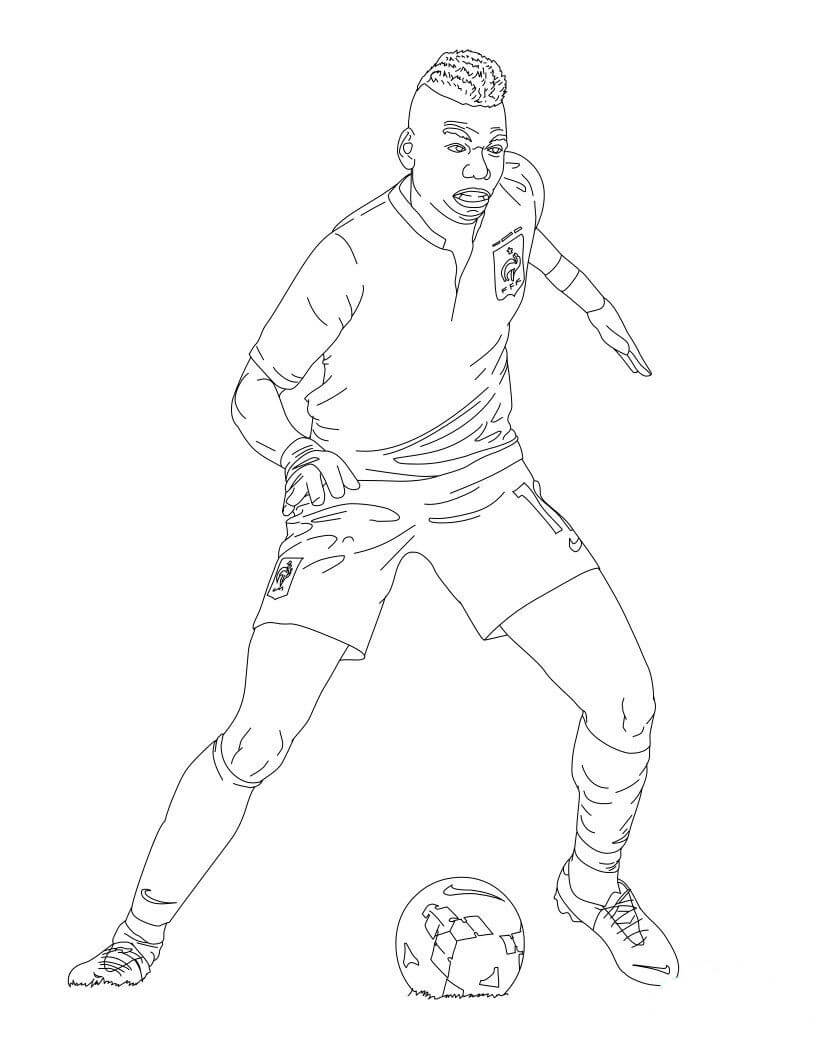Dibujos de Paul Pogba Jugando Al Fútbol para colorear