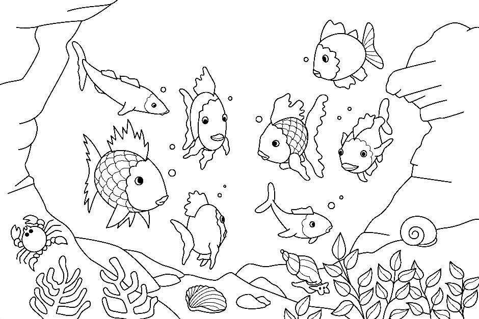 Dibujos de Peces Arcoiris y Amigos para colorear