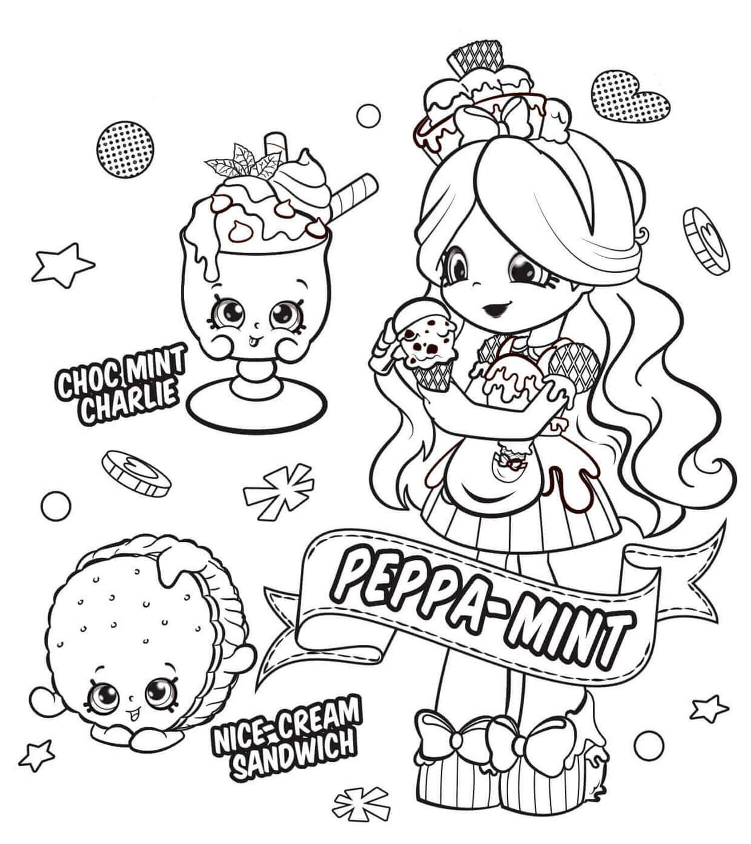Peppa Mint Shopkin para colorir