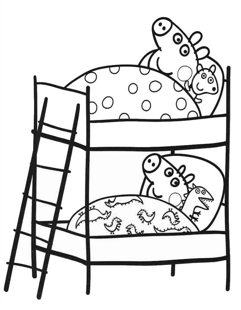 Dibujos de Peppa Pig Durmiendo para colorear