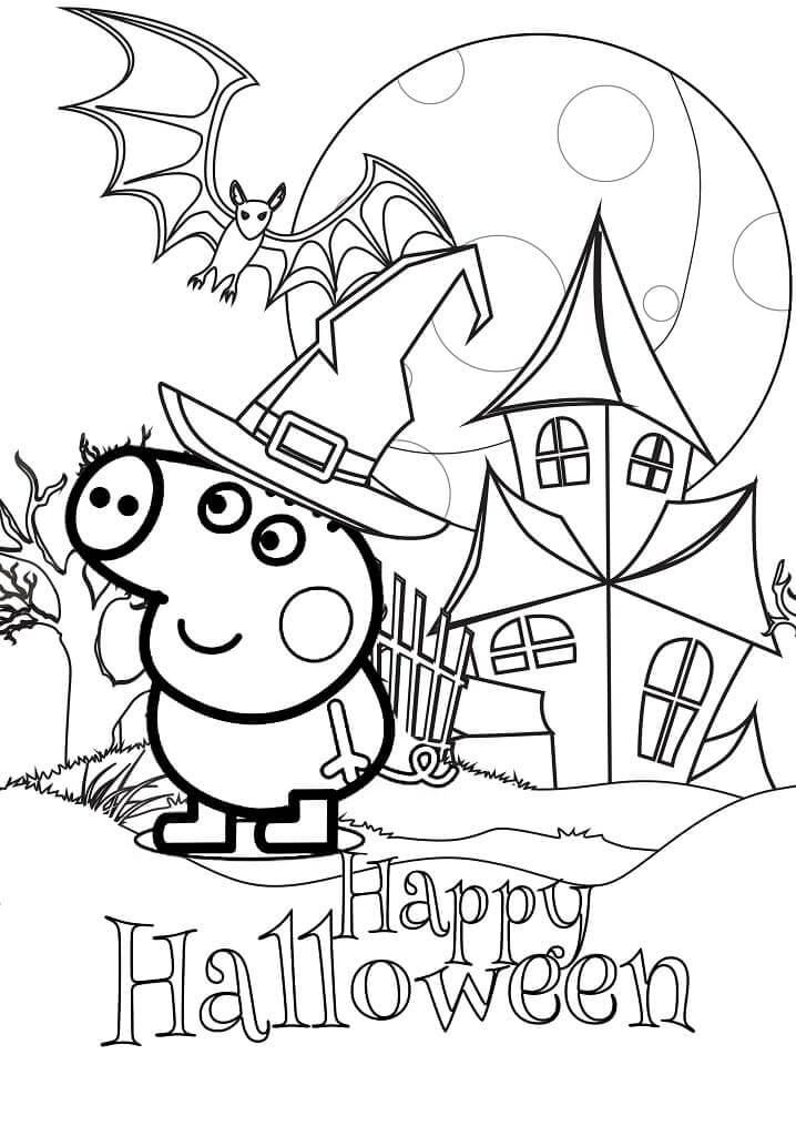 Peppa Pig Feliz halloween para colorir