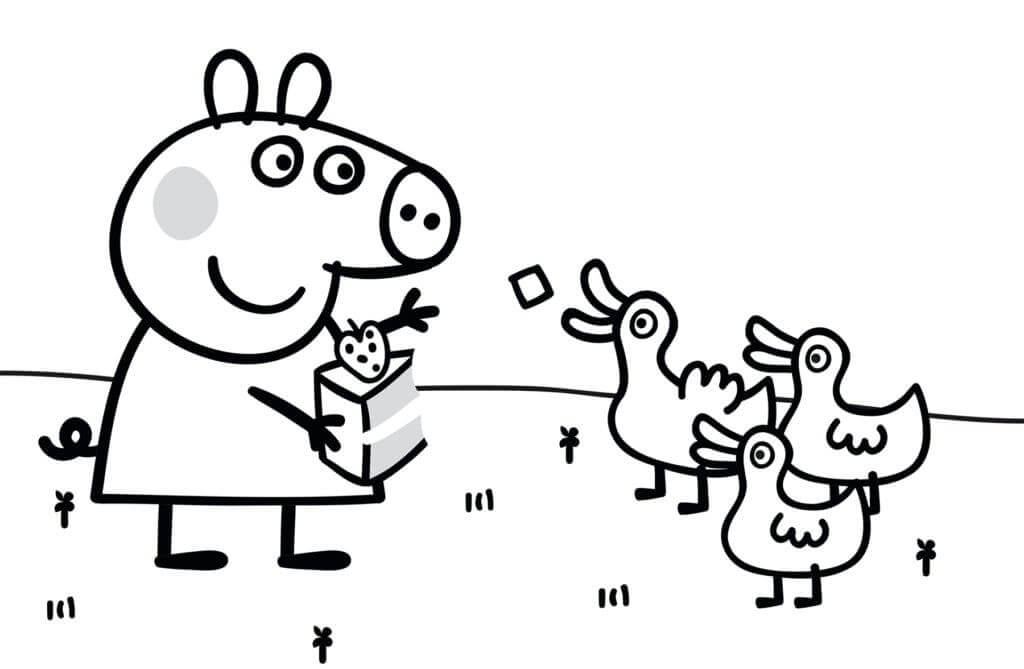 Dibujos de Peppa Pig y Patos para colorear