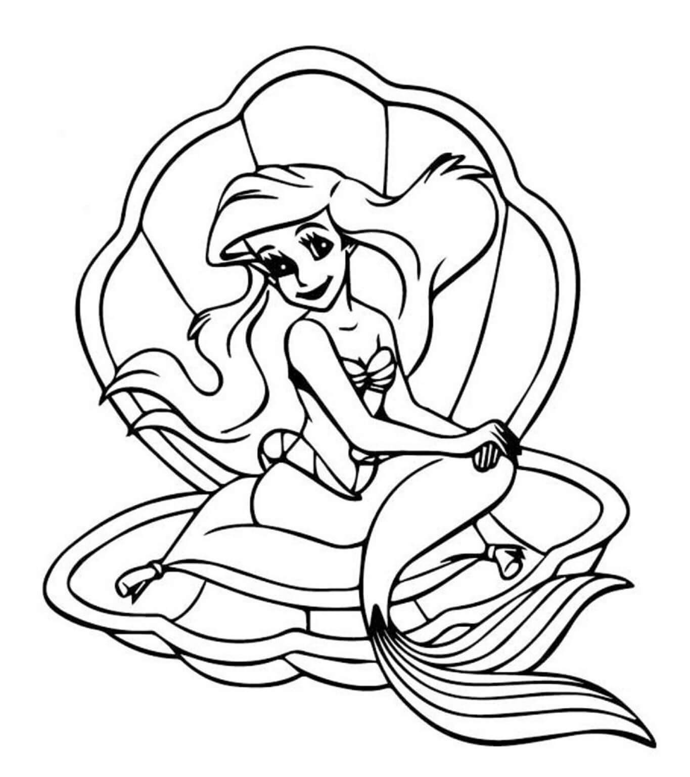 Dibujos de Pequeña Sirena Sentada para colorear