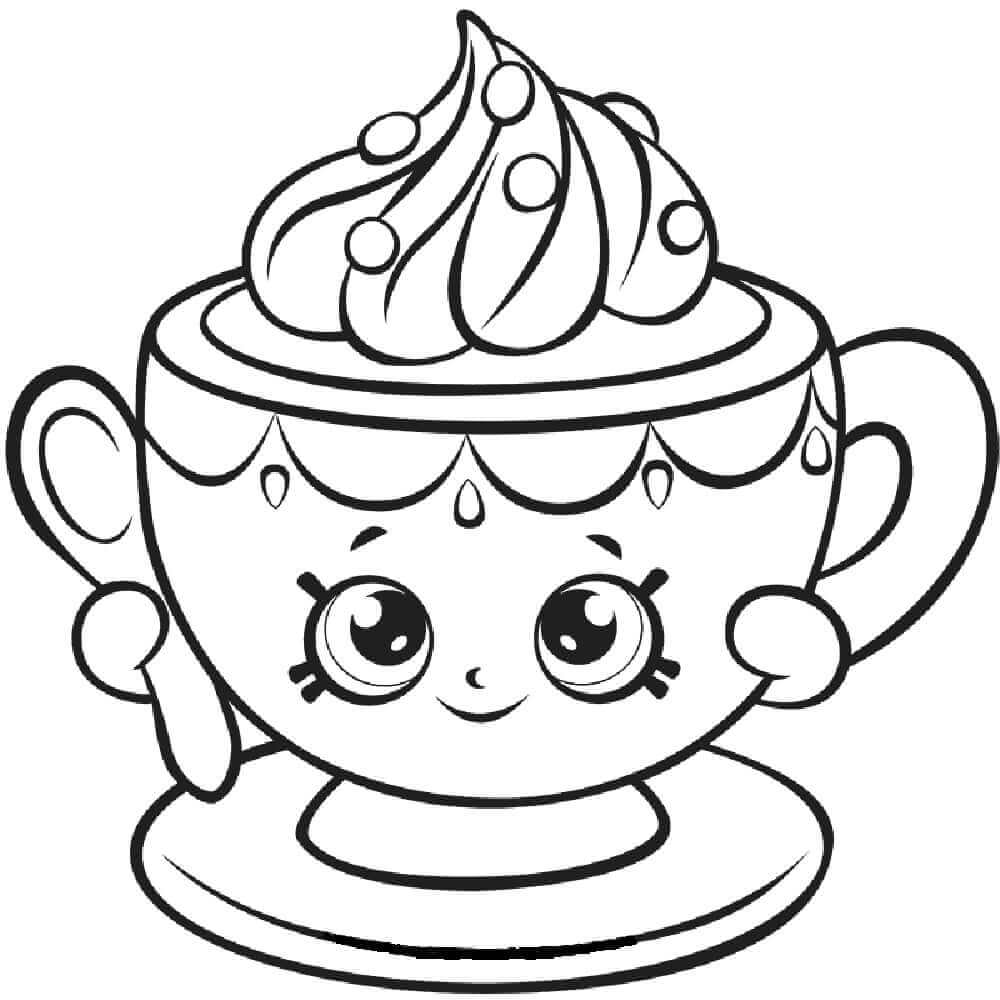 Pequeña Taza de té Shopkin para colorir