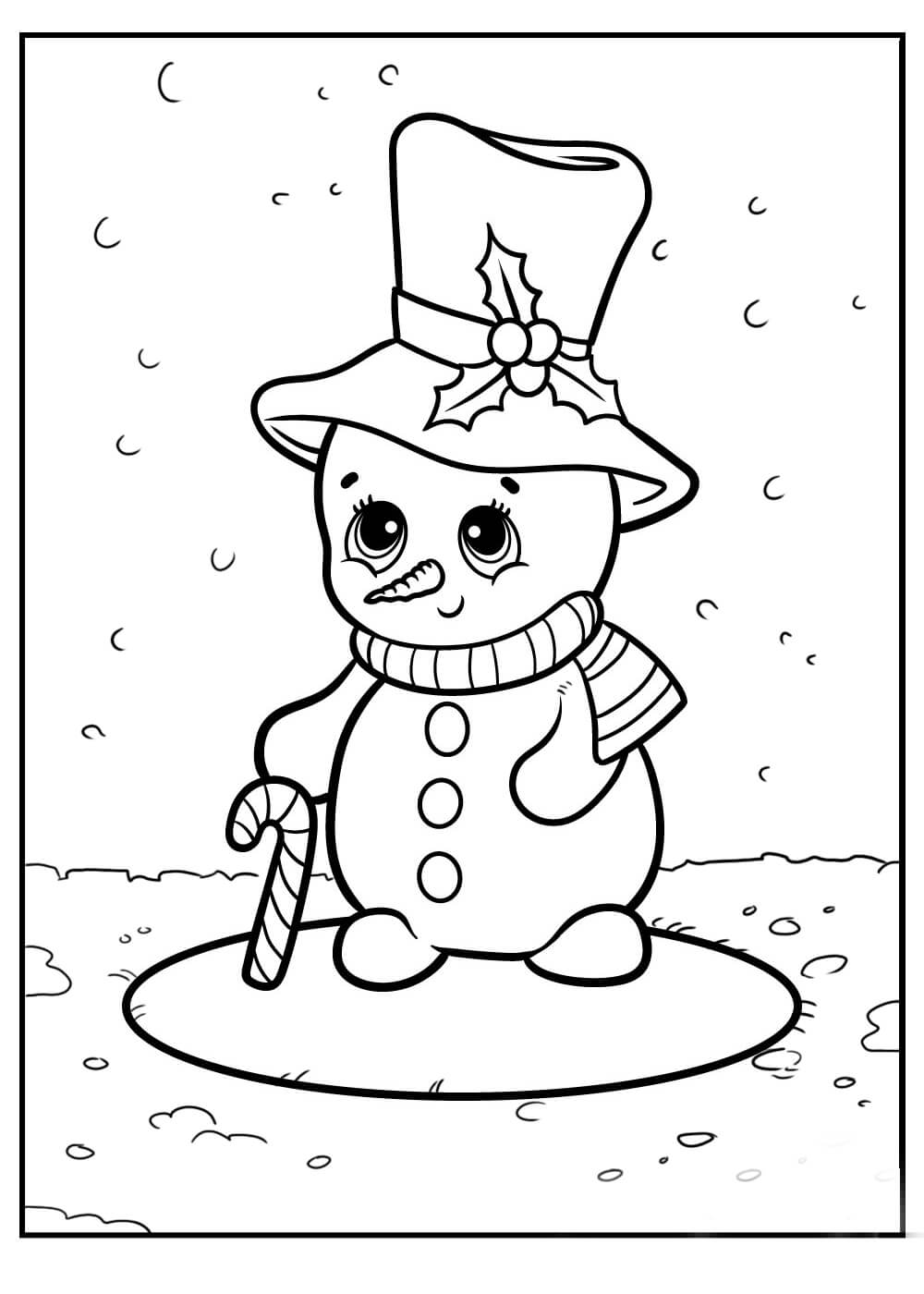 Pequeño Muñeco de Nieve para colorir