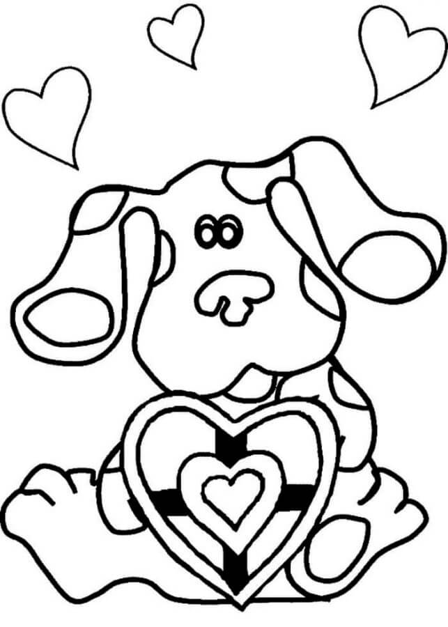 Dibujos de Perro Amoroso Con Un Corazón para colorear