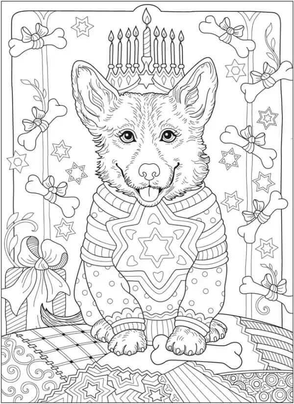 Dibujos de Perro Para Hanukkah para colorear