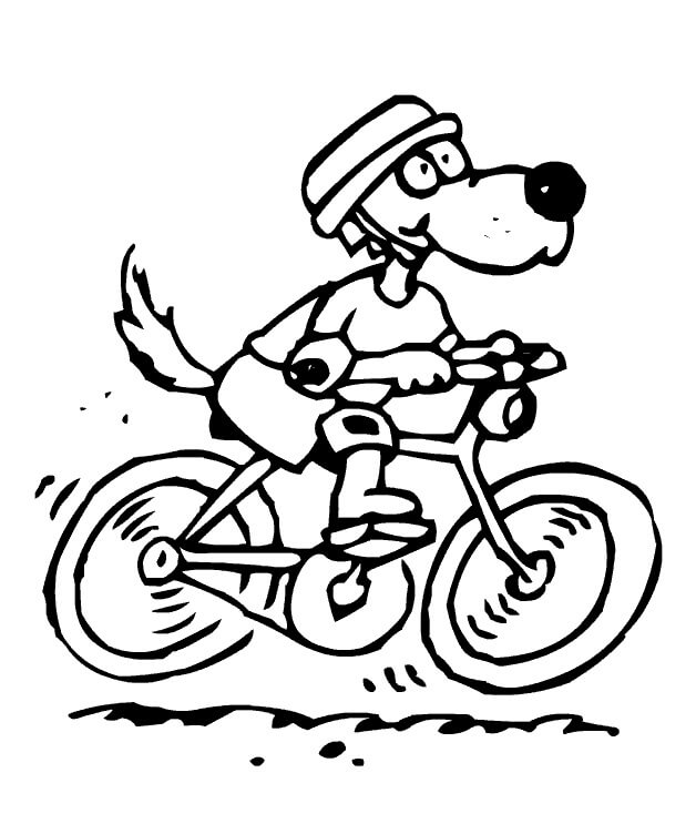 Dibujos de Perro de Ciclismo para colorear
