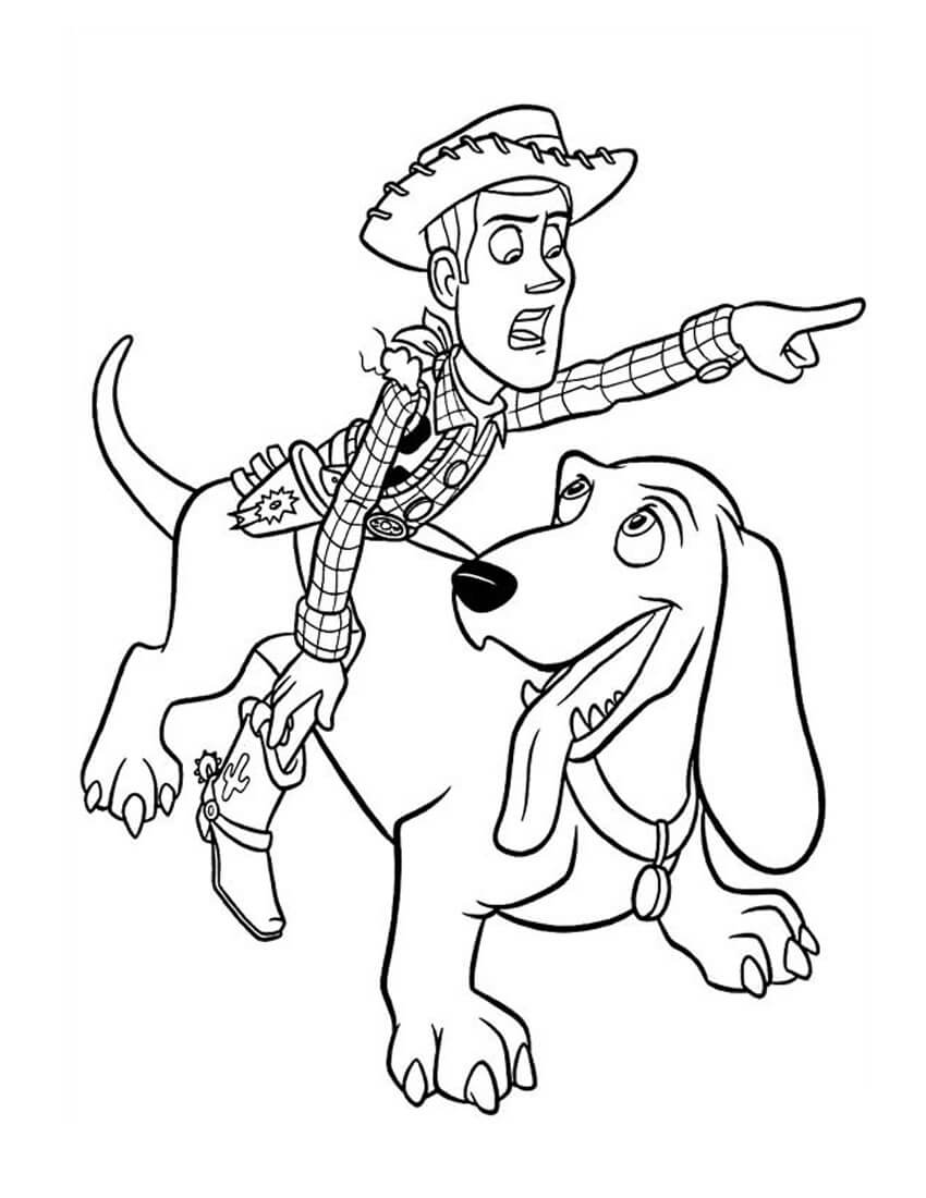 Perro de montar Woody para colorir