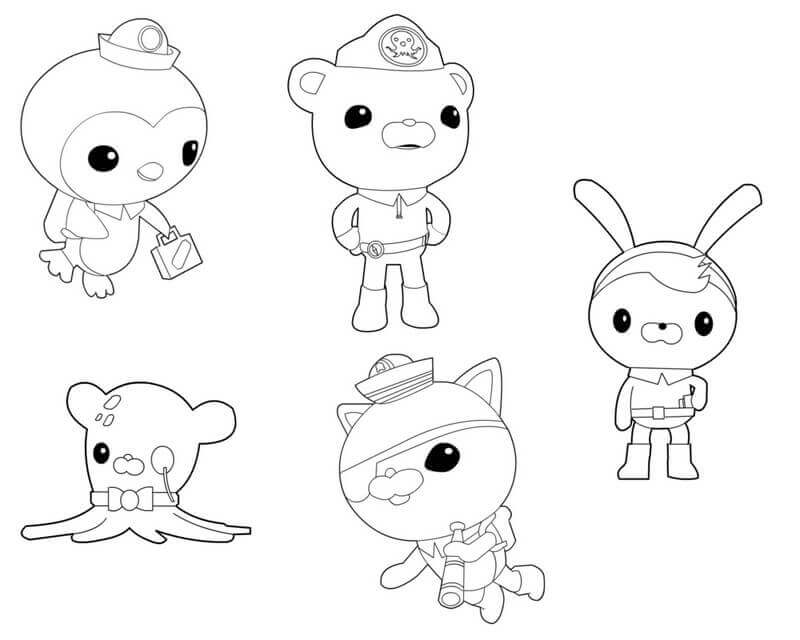 Dibujos de Personajes Principales de Octonauts para colorear