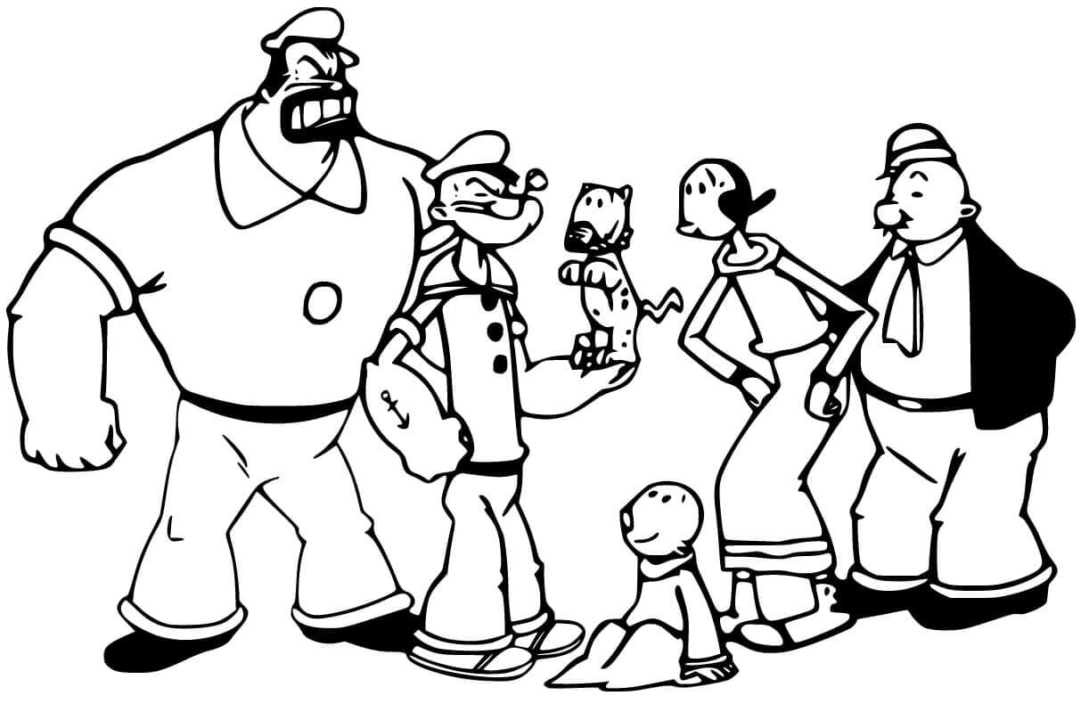 Personajes de Popeye para colorir