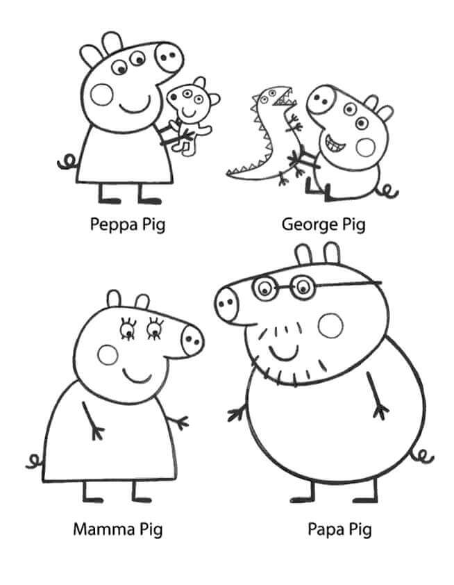 Dibujos de Personajes de la Familia Peppa Pig para colorear