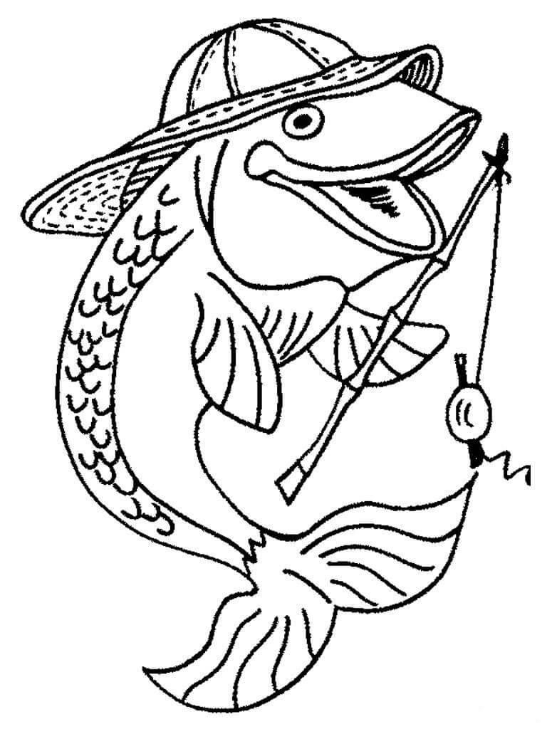 Dibujos de Pescador Pescando para colorear