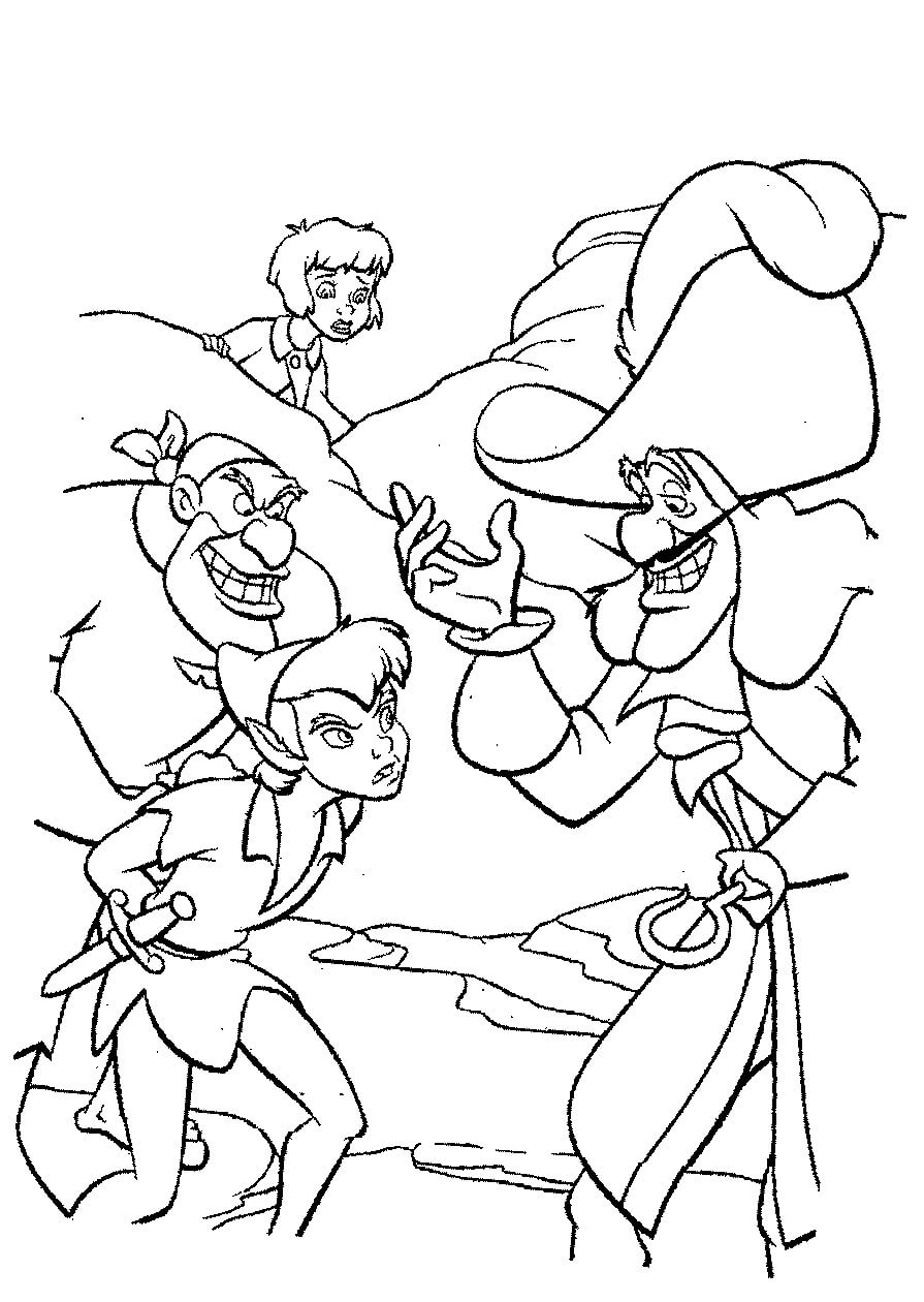 Dibujos de Peter Pan Fue Capturado por el Capitán Hook para colorear