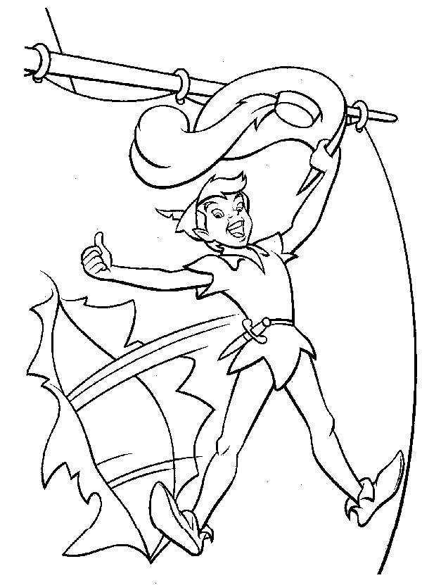 Dibujos de Peter Pan en el barco Pirata para colorear