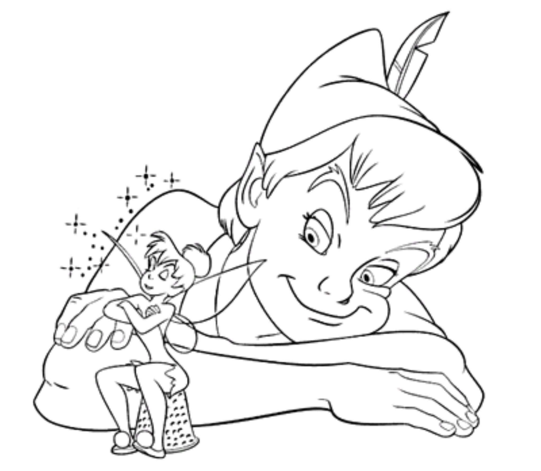 Dibujos de Peter Pan y Tinkerbell para colorear