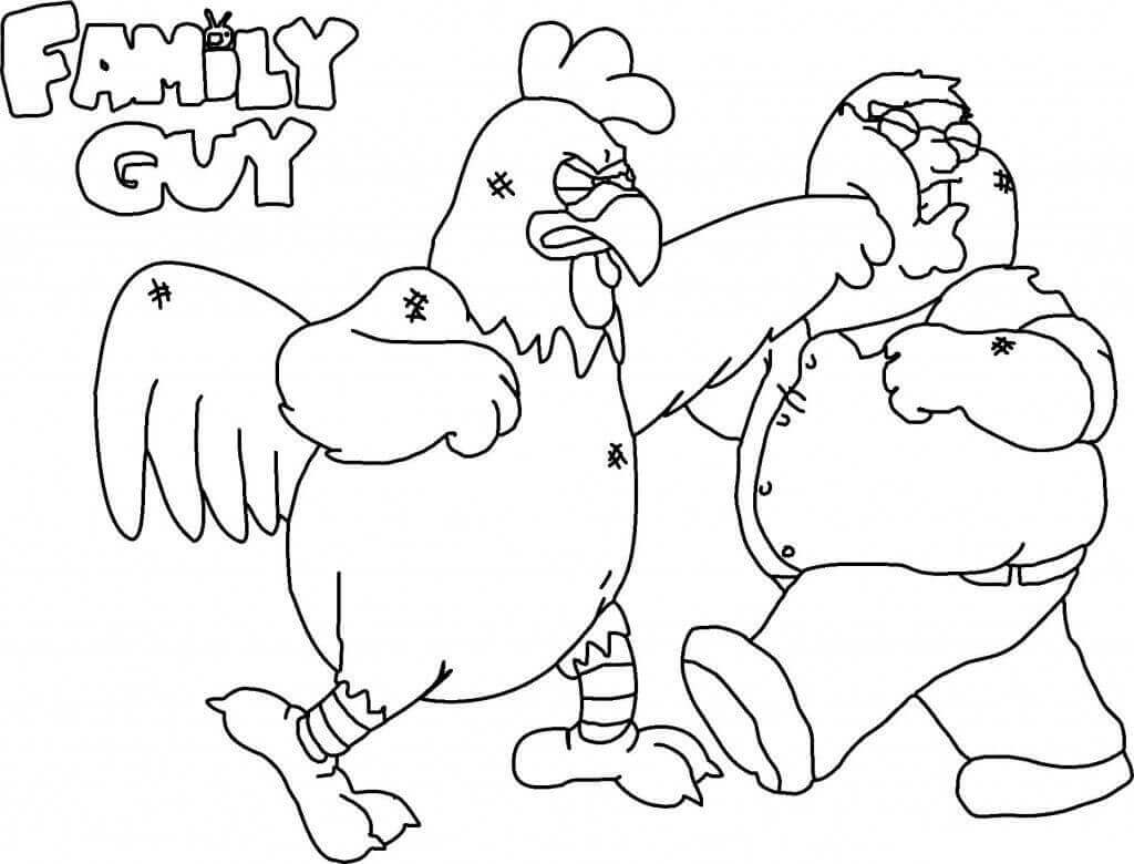 Dibujos de Peter y el Pollo Peleando para colorear