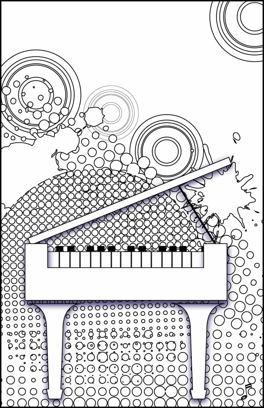 Piano de Lunares de Primavera para colorir