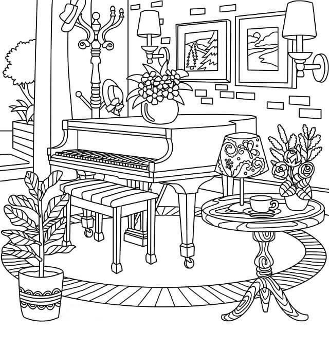 Piano en Casa para colorir