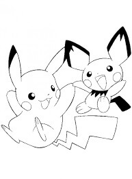Dibujos de Pichu y Pikachu Divertido para colorear