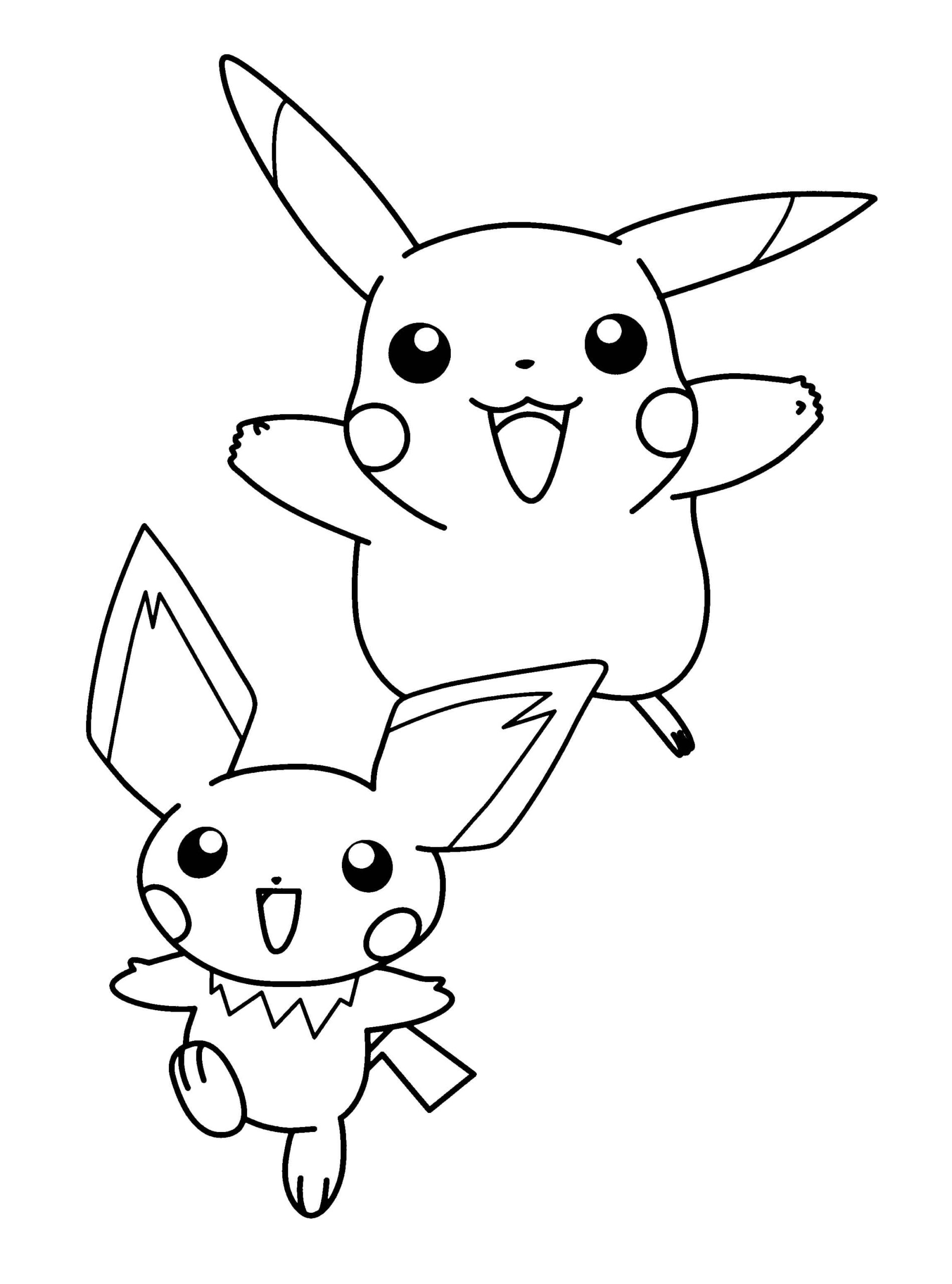 Pichu y Pikachu Lindo para colorir