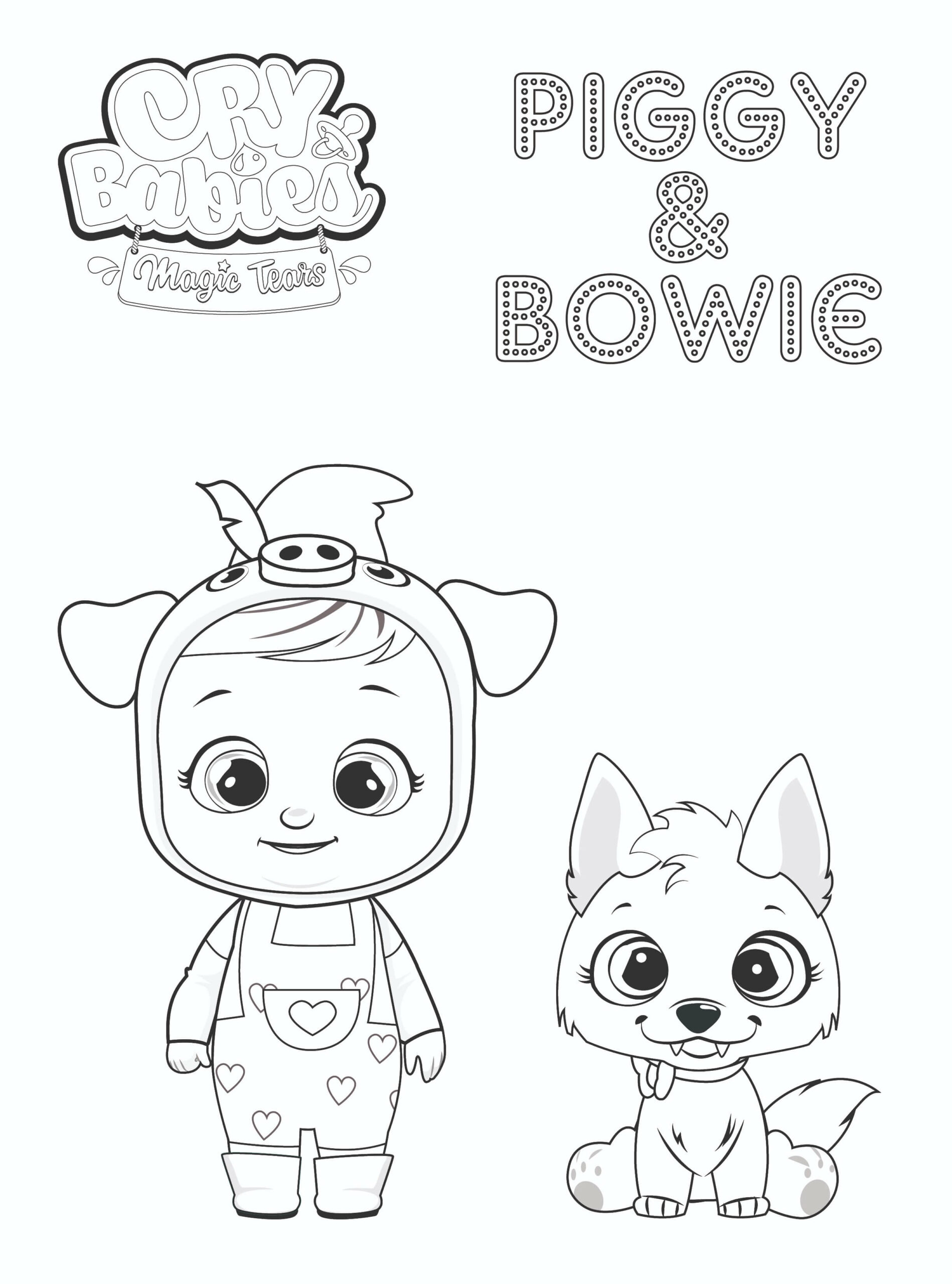 Dibujos de Piggy y Bowie para colorear