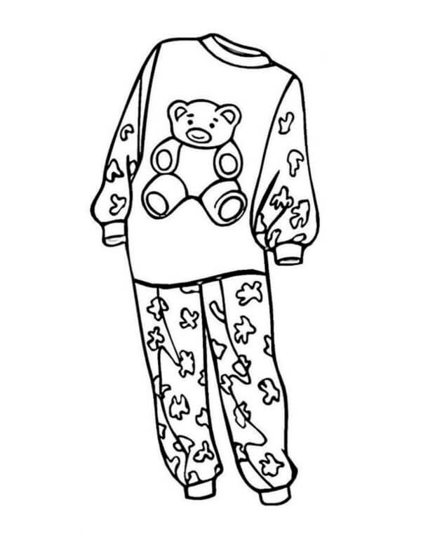 Dibujos de Pijama Infantil Con Osito para colorear