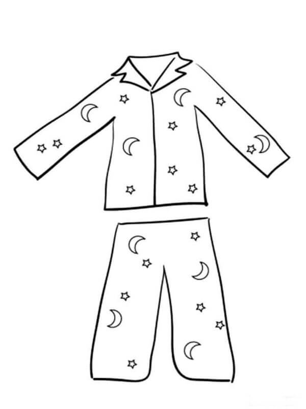Dibujos de Pijamas Con Las Estrellas para colorear