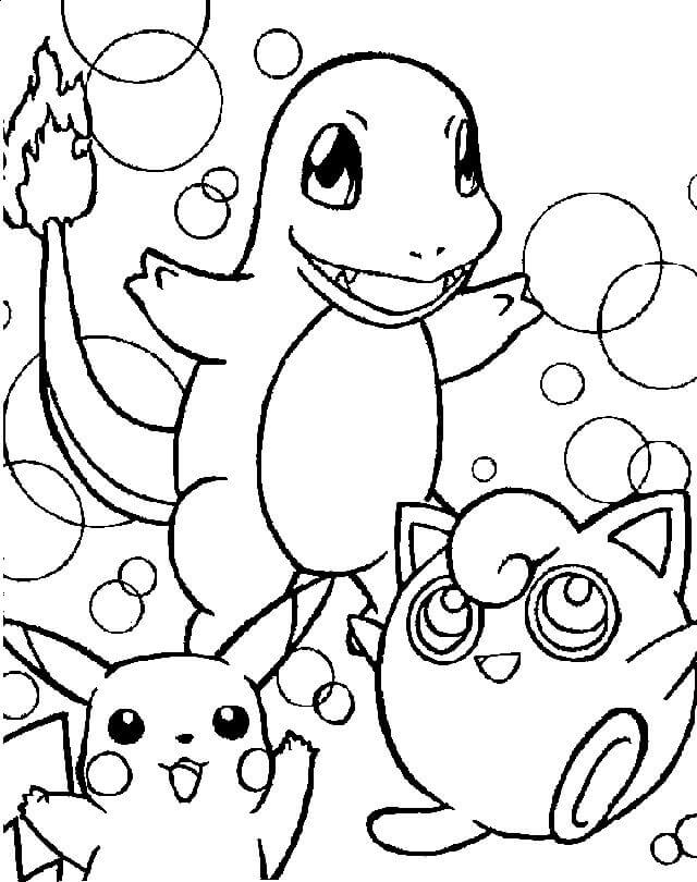 Dibujos de Pikachu y Charmander para colorear