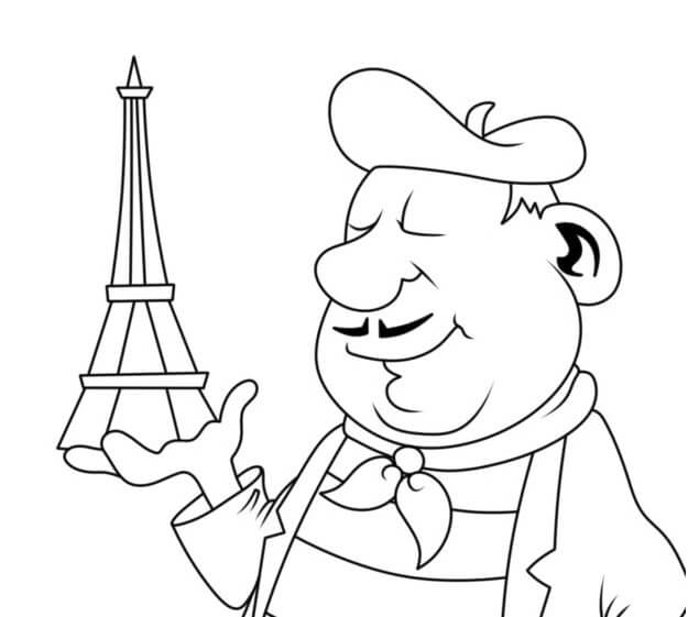Dibujos de Pintor y Torre Eiffel para colorear