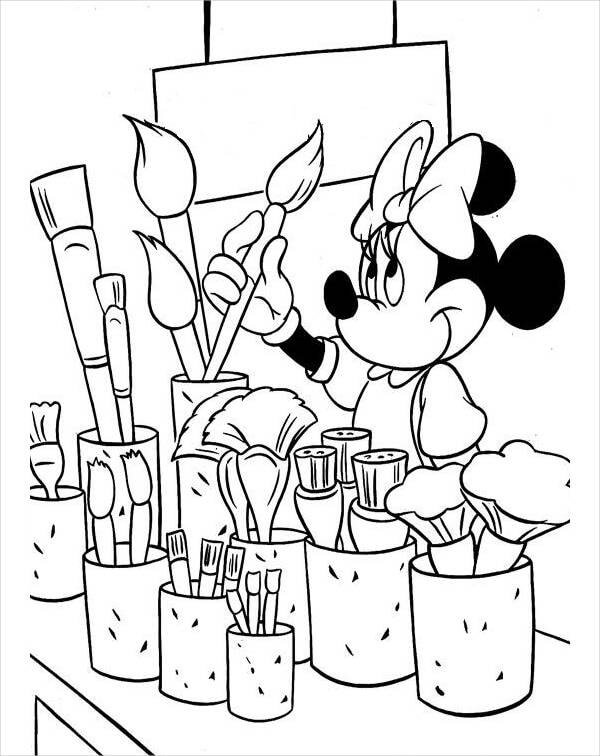 Pintora Minnie Mouse para colorir