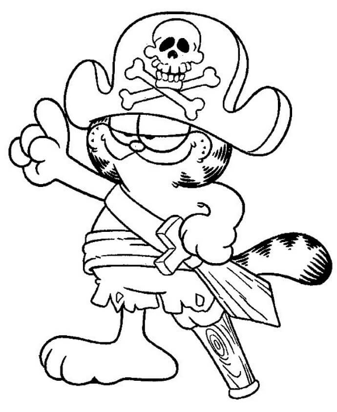Piratas de Garfield para colorir